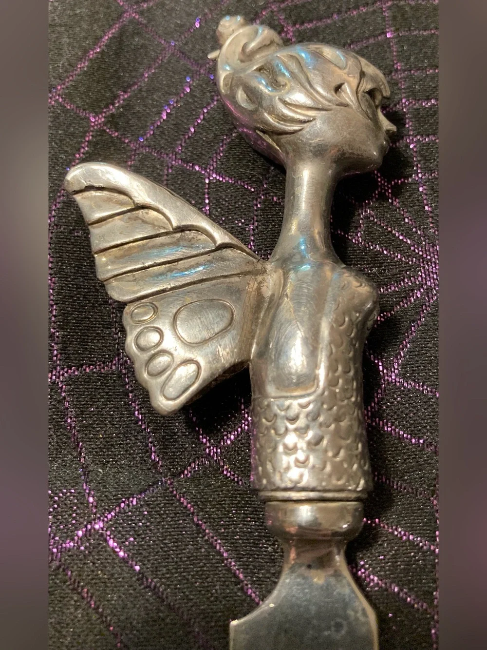 Silver Tone Fairy-Handle Cheese Knife